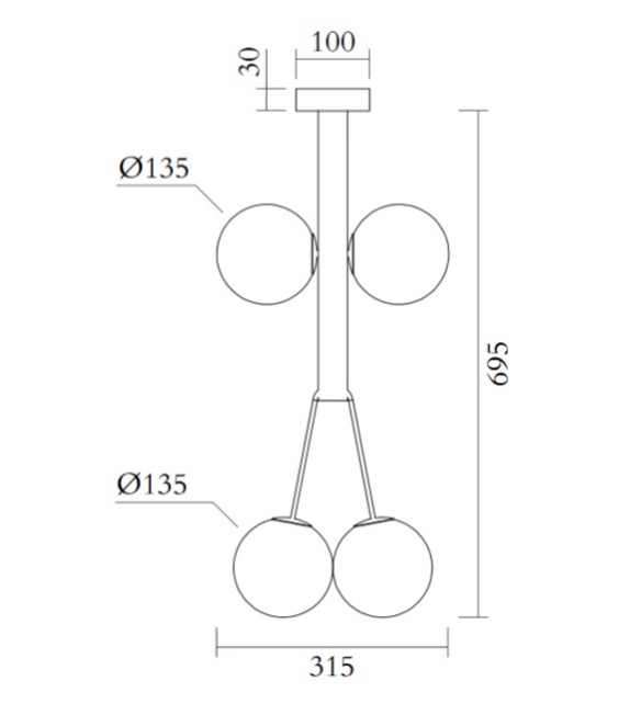 Thick Tube and Globes Atelier Areti Suspension