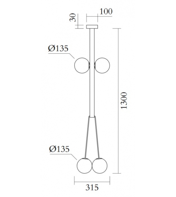 Thick Tube and Globes Atelier Areti Suspension