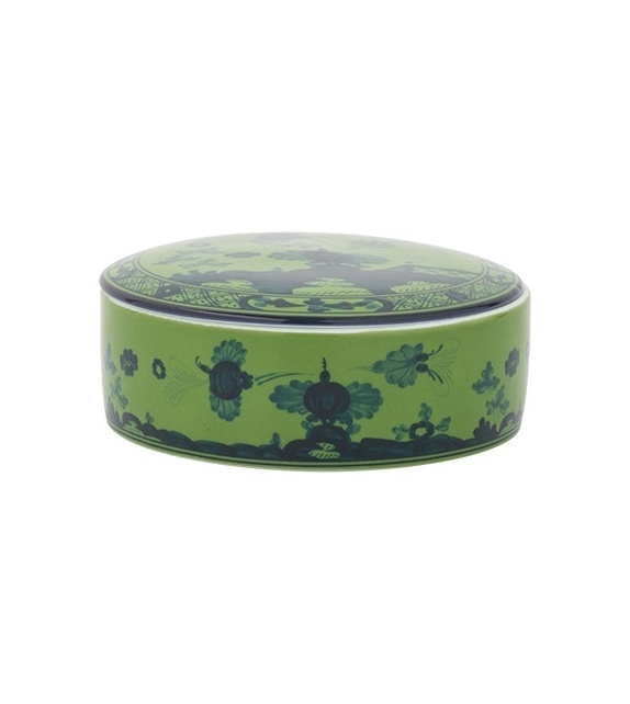 Scatola Talco Oriente Italiano Malachite Ginori 1735 Round Box