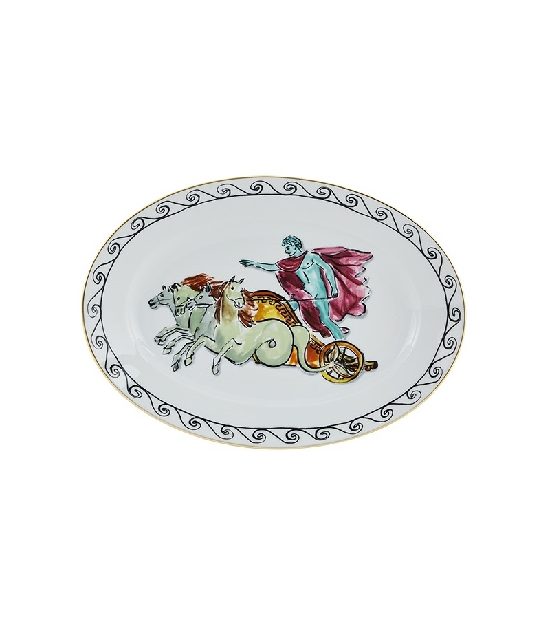 Vassoio Ovale Il Viaggio di Nettuno Chariot White Ginori 1735 Plateau Ovale