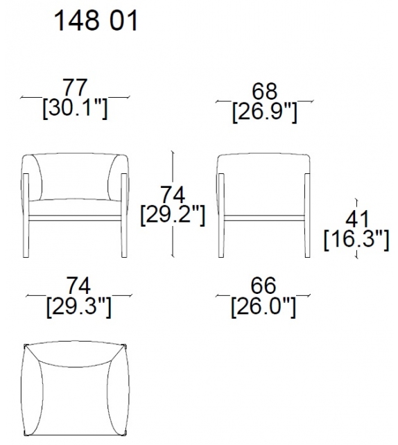 Listo para entregar - 148 Cotone Slim Pro Cassina Butaca