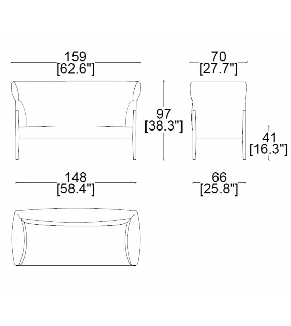 Versandfertig - 148 Cotone Slim Pro Cassina Sofa