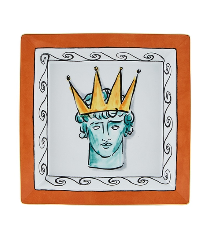 Piatto Svuotatasche Quadrato Grande Il Viaggio di Nettuno Rock Orange Ginori 1735 Bandeja Vacía Bolsillos