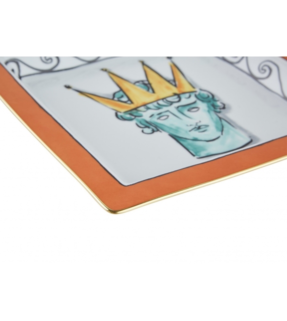 Piatto Svuotatasche Quadrato Grande Il Viaggio di Nettuno Rock Orange Ginori 1735 Bandeja Vacía Bolsillos