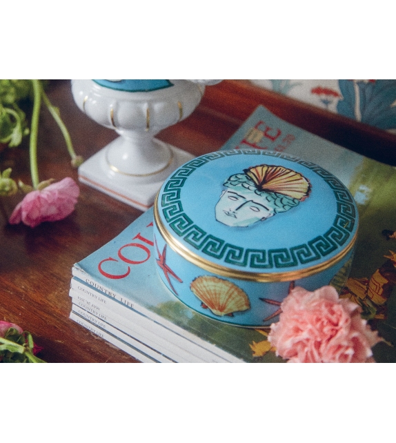 Scatola Talco Il Viaggio di Nettuno Sea Blue Ginori 1735 Round Box