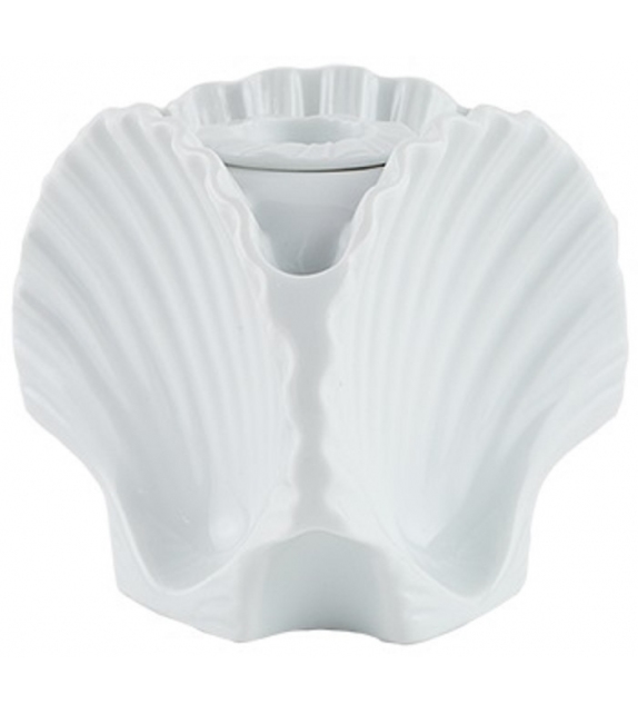 Vaso Portacandela a 3 Conchiglie Il Viaggio di Nettuno White Ginori 1735 Porte-Bougie