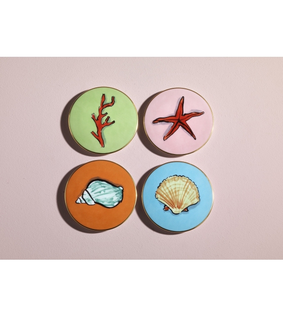 Set di 4 Sottobicchieri Il Viaggio di Nettuno Ginori 1735 Sous-verre