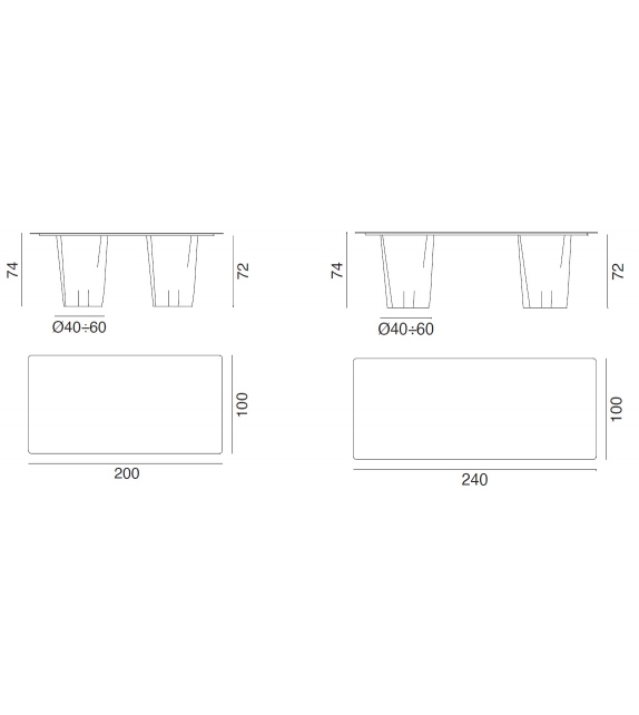 Brick Tisch Rechteckig Gervasoni