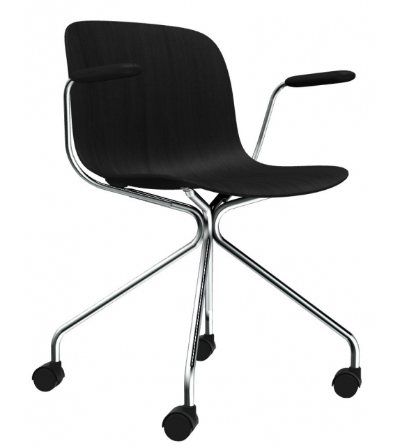 Troy 4 Star Wheels Beech Magis Stuhl mit Armlehnen