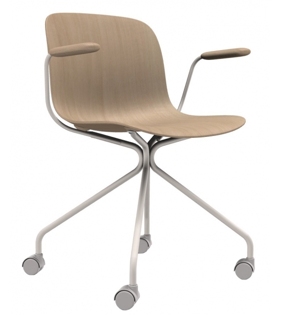 Troy 4 Star Wheels Beech Magis Chaise avec Accoudoirs