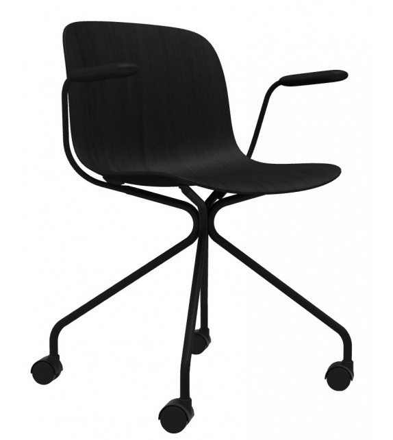Troy 4 Star Wheels Beech Magis Chaise avec Accoudoirs