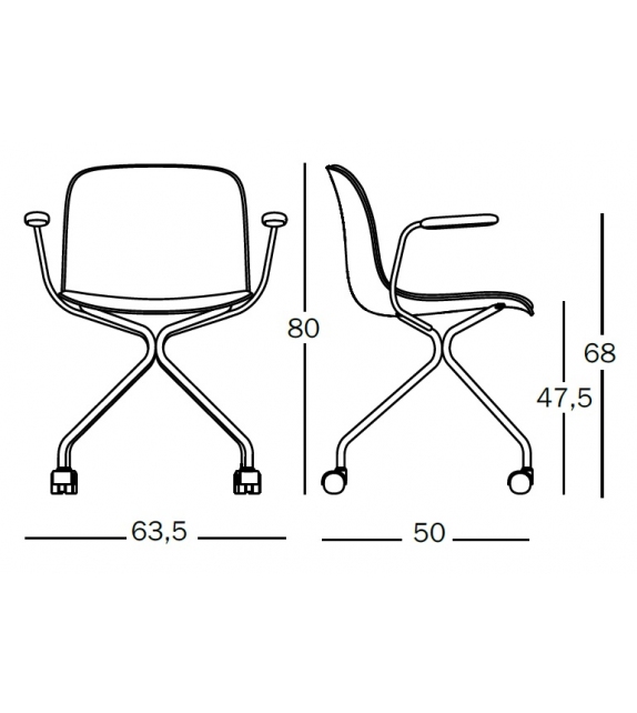 Troy 4 Star Wheels Magis Chaise Revêtu