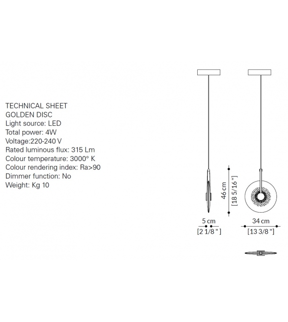 Golden Disc Paolo Castelli Pendant Lamp