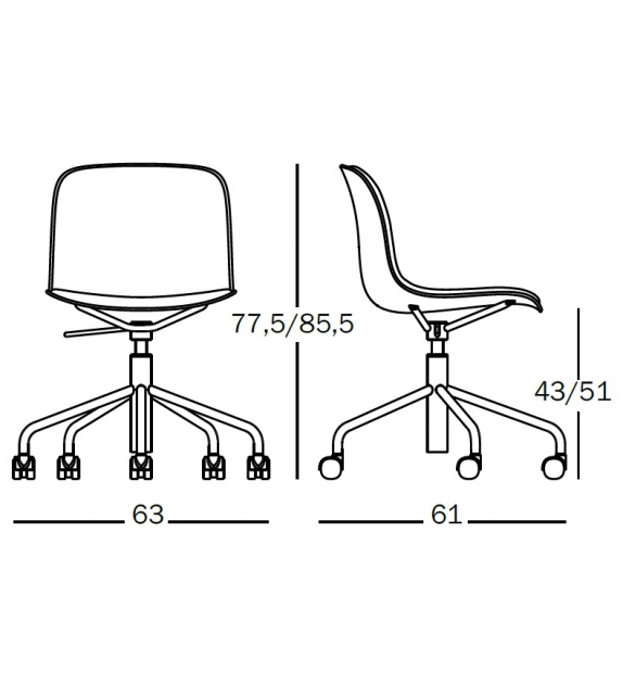 Troy 5 Star Wheels Magis Chaise Revêtu