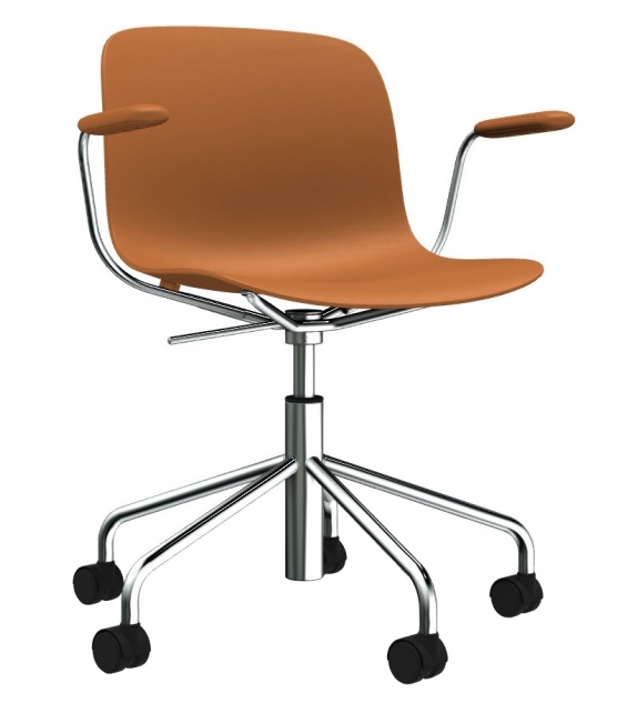 Troy 5 Star Wheels Polypropylene Magis Chair with Armrests