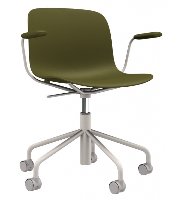 Troy 5 Star Wheels Polypropylene Magis Chair with Armrests