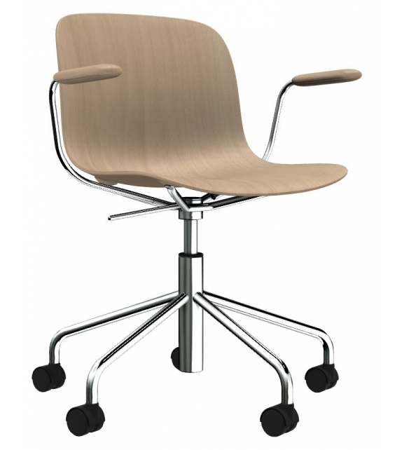 Troy 5 Star Wheels Beech Magis Chair with Armrests
