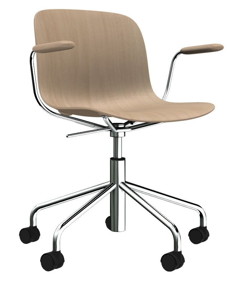 Troy 5 Star Wheels Beech Magis Stuhl mit Armlehnen