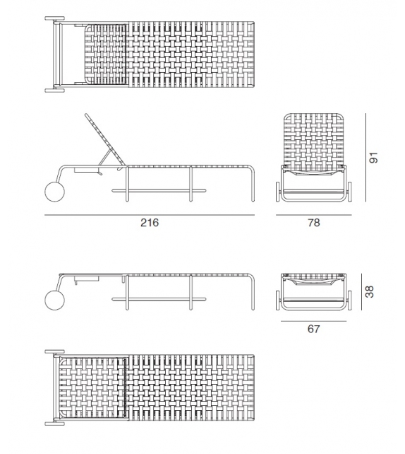 InOut Gervasoni Chaise Longue avec Roulettes