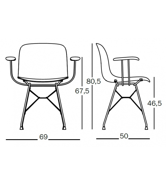 Troy Wireframe Magis Upholstered Chair with Armrests
