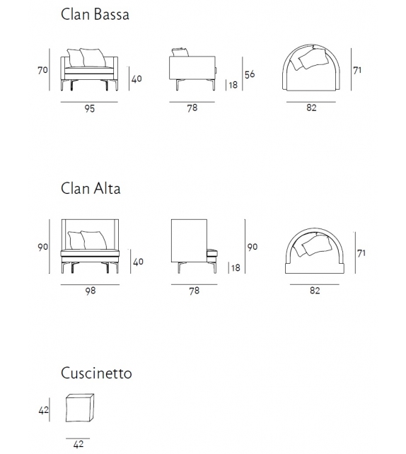 Clan con Schienale Curvo Living Divani Poltrona