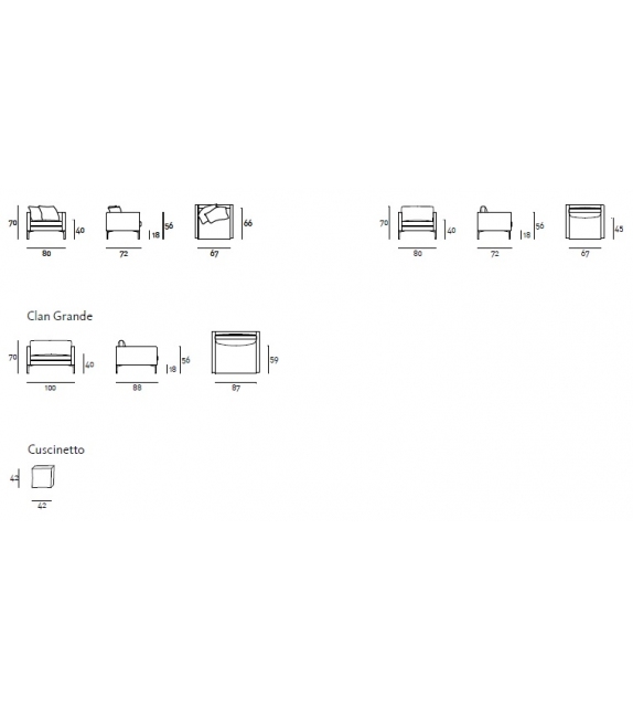 Clan avec Dossier Incurvé Living Divani Fauteuil