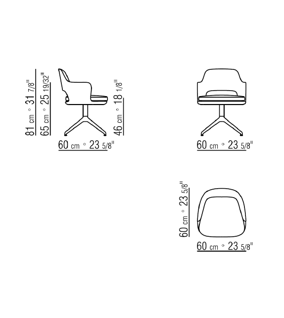 Eliseo Flexform Armstuhl mit Drehgestell