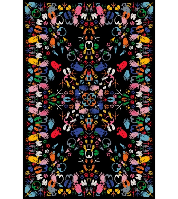 Let's Dance Animal Trances Dark Rectangular Qeeboo Tappeto