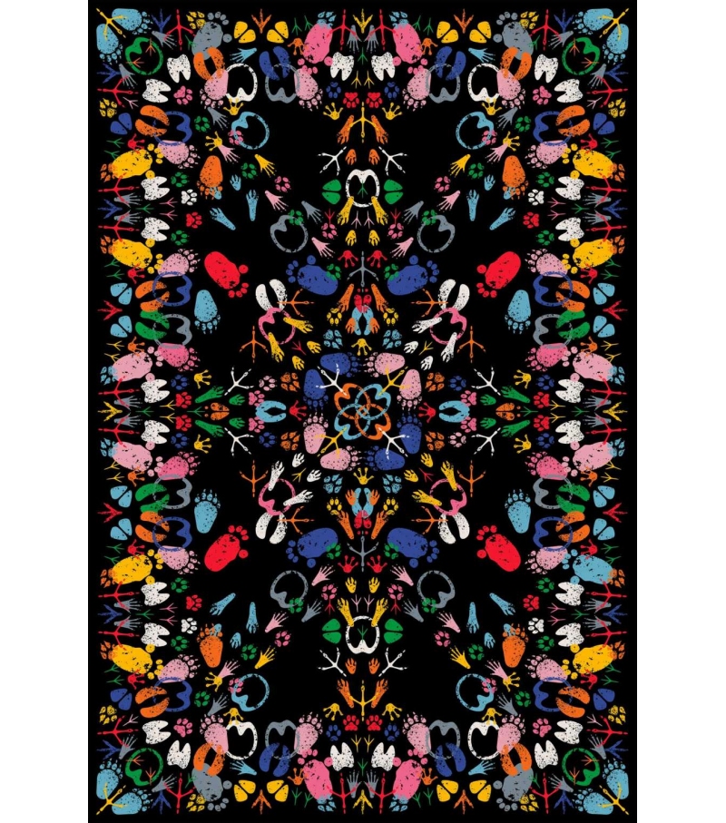 Let's Dance Animal Trances Dark Rectangular Qeeboo Tapis