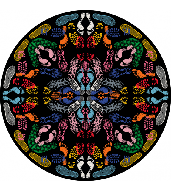 Let's Dance Animal Trances Dark Round Qeeboo Alfombra