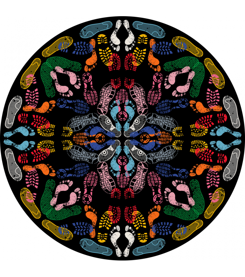 Let's Dance Animal Trances Dark Round Qeeboo Tapis