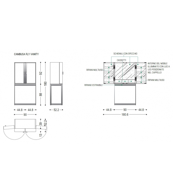 Cambusa Fly Vanity Riva 1920 Dressing Table
