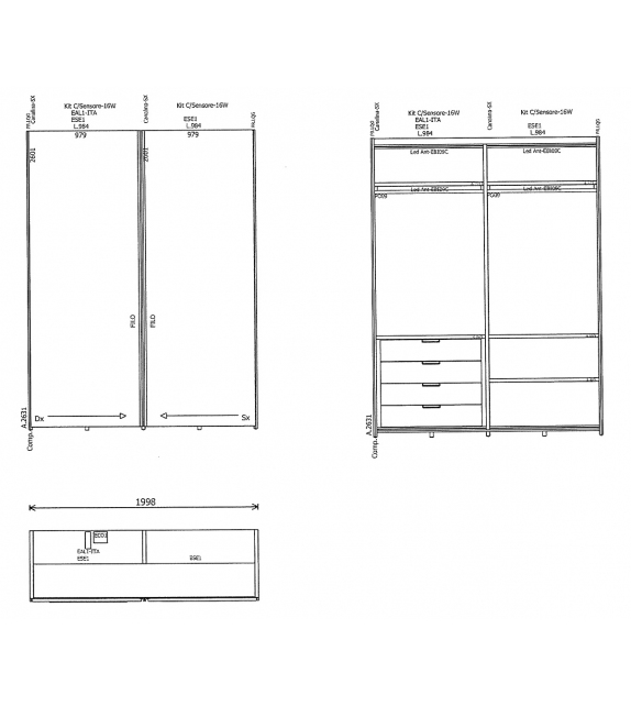 Prêt pour l'expédition - Gliss Master-A Filo Molteni & C Armoire