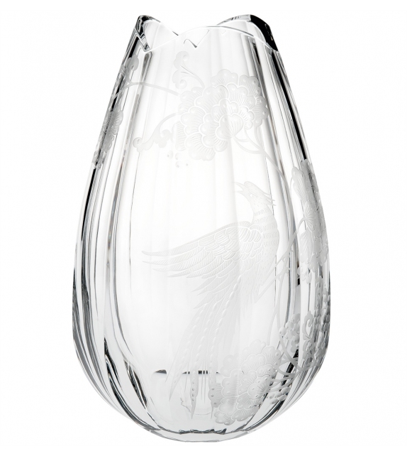 Blue Bird Vista Alegre Engraved Vase