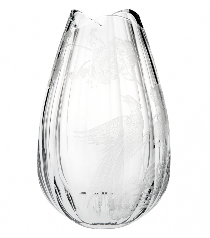 Blue Bird Vista Alegre Gravierte Vase