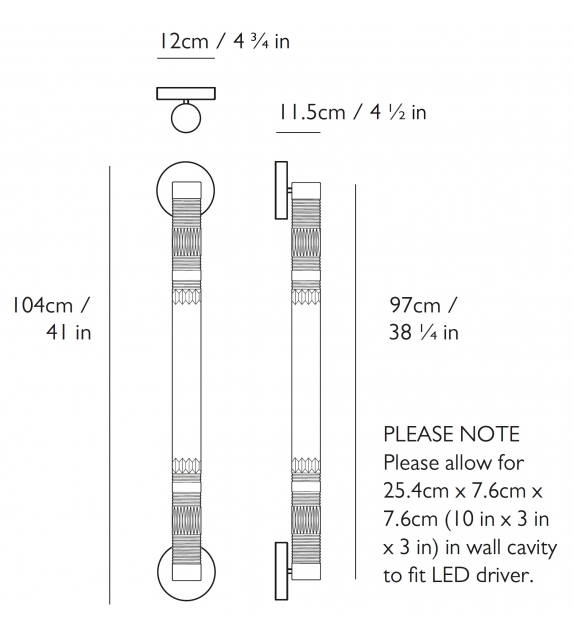 Crystal Tube Light Lee Broom Lámpara de Pared