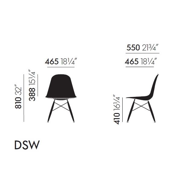 Prêt pour l'expédition - Eames Plastic Side Chair DSW Vitra Chaise