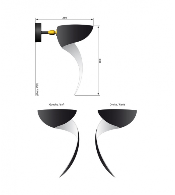 Flamme Serge Mouille Lampada da Parete