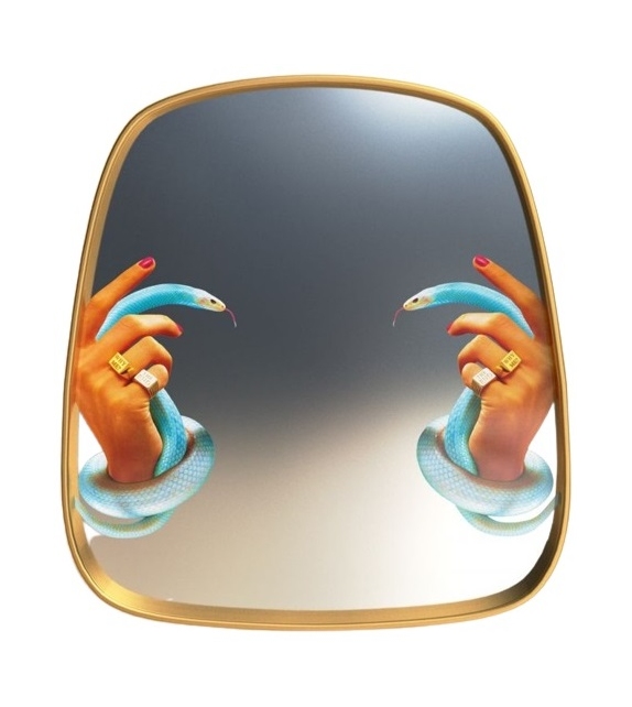 Ready for shipping - Hand - Snakes Seletti Mirror with Wooden Frame