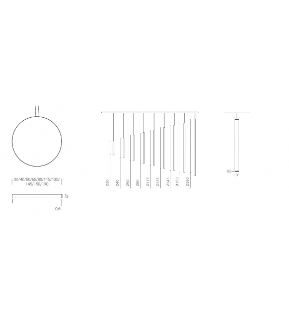 Rings Verticale Zava Lampada a Sospensione