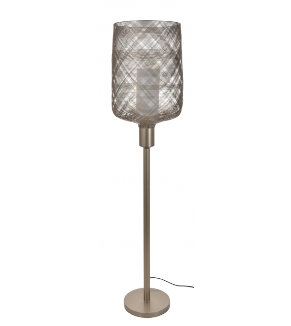 Lampada Da Terra Apia Vintage 3 Luci – Metallo Argento E Legno, Altezza 153 Cm, Interruttore A Pedale, E27 (Senza Lampadine)