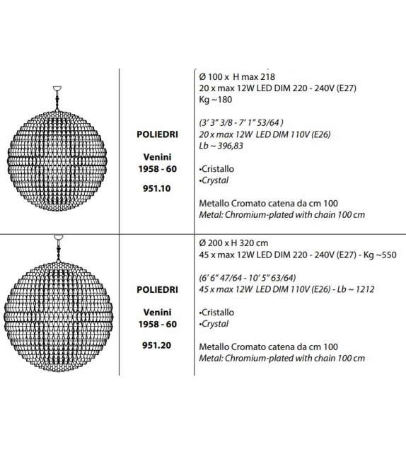 Poliedri Venini Pendant Lamp