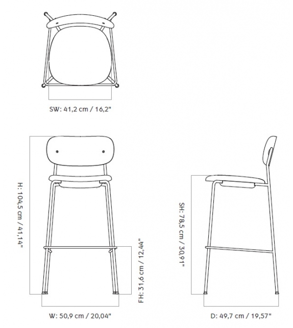 Co Counter Seat Menu Sgabello Rivestito