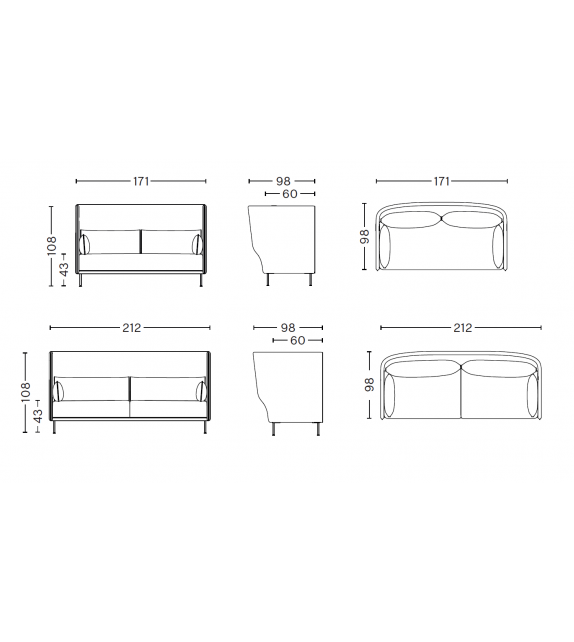 Silhouette High Back Sofa Hay