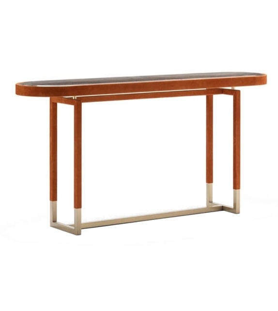 Isabel Opera Contemporary Console Upholstered in Leather