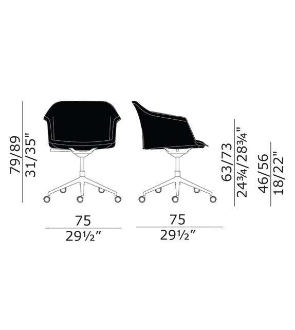 Eva Enrico Pellizzoni Swivel Armchair with Castors