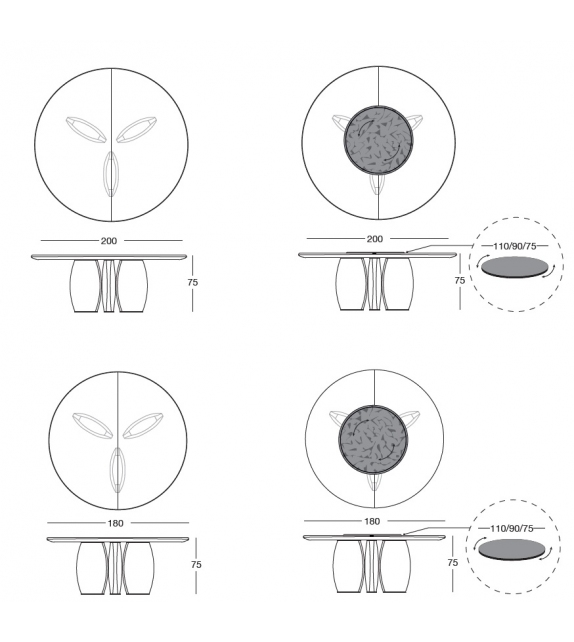 Lotus Round Longhi Mesa