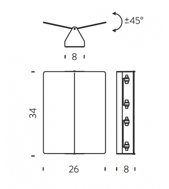 Applique à Volet Pivotant Plié R7s Nemo Lampada da Parete