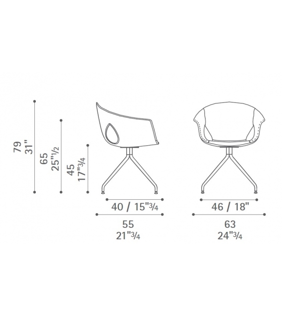Ginger Ale Office Armchair 4-Spoke Poltrona Frau