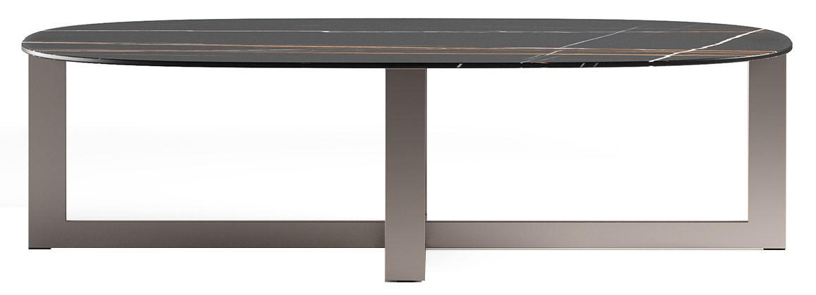 Molteni&C DOMINO グレー ガラストップ サイド テーブル Set of coffee tables with ottoman - Domino Next - Molteni&C